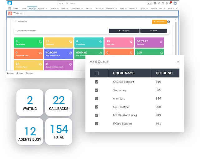 View your call center wallboard from within your Salesforce CRM with Mr VoIP's Salesforce integration